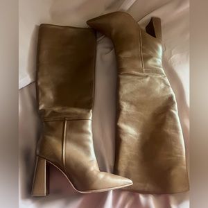 STEVE MADDEN hazelnut knee high pointed boots